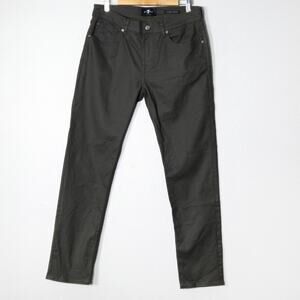 7 For All Mankind Slimmy Tapered Waxed Jeans Olive Size 33 Slim Fit